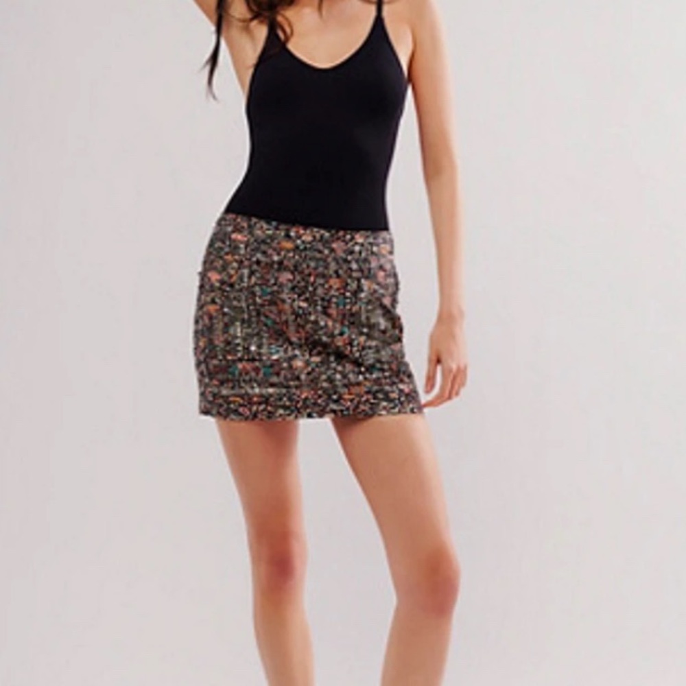 Free People Embellished Mini Skirt